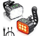 Juego de luces de Bicicleta Super Brilliant, Luz LED recargable USB para Bicicleta, Luz de Bicicleta para Montar en la noche, Luz trasera y trasera para Bicicleta