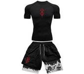 Anime 3D Printed Men's Compression Set short Sleeve Gym Top+Workout Shorts Quick Drying Breathble Athletics Rash Guard Set