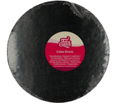 Glotomania - CAKE DRUM REDONDO NEGRO (FUNCAKES) - 25 CM Ø - Cartón Resistente - Uso Alimentario - 12 Mm Grosor