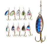 Kit de 10 señuelos de la pesca de surezza, duros, giratorios, suaves y realistas, para lubina, Luchas, CWU