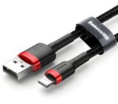 Cable de Carga Rápida y Datos Baseus Cafule para Iphone X / XS / XR / XS Max - 2.4A - Resistencia Kevlar - 50 Cm - Rojo/Negro