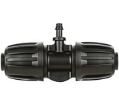 Conector en T con púas de bloqueo de 16 mm a 4/7 "para Sistema de Riego de Jardín con PE Manguera, color Negro.