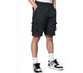 Summer Outdoor Cargo Shorts Men Overalls Elastic Waist Cycling Shorts Multi-pockets Loose Work Shorts Quick Dry Sport Short Pant