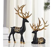 2 piezas de decoración navideña de reno negro, decoración del día de San Valentín para parejas de ciervos de resina, escultura del día de San Valentín, estatuas de alce, figuras decorativas navideñas para el hogar para mesa (2 * negro puro, 6,5 pulgadas)