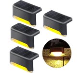 Luces solares LED para terraza, paquete de 4, impermeables, para cercas, piscinas, escaleras, escalones y cercas (blanco cálido)