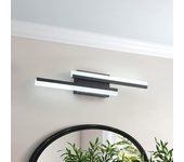 Lámpara de tocador de baño LED moderna, 2 luces LED negras de 24 pulgadas, 3 CCT, 3000K/4500K/6000K, apliques de pared para baño sobre espejo, iluminación de pared para baño