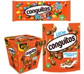 Pack Conguitos party bolsa 70g,Conguitos mini cups leche est 200g,Conguitos leche doypack 220g