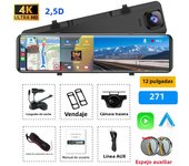 Car DVR 4K Dash Cam For Cars 10/12Inch Wireless CarPlay Android Auto GPS Video Recorder Rear View Mirror Black Box Car accessory