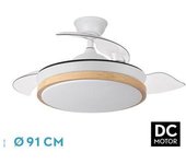 FABRILAMP Ventilador DC Evros Blanco/Haya 72W 3 Aspas Desplegables