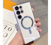Luxury For Magsafe Magnetic Cases For Samsung Galaxy S22 S23 S24 Ultra Plus Plating Wireless Charging Case Silicone Phone Cover