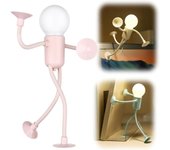 Luz de noche con forma de deportista divertida y cambiable, luces de noche creativas con forma de bricolaje, linda luz de noche con forma de hombre bombilla, adornos de lámpara de escritorio flexibles con ventosa para habitación de adultos, niños y n
