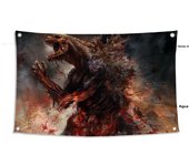 1PC-Cartoon Drawing G-Godzilla Flag Flags And Banners Four Hole Flag Polyester Outdoor Decor