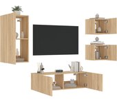 vidaXL Muebles de TV de pared con luces LED 4 piezas, Mueble de Salon, Mueble TV, Mueble TV salon, Mesa de TV, Mueble tele