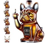 Botella de whisky con diseño de bulldog francés, divertida botella de whisky con forma de bulldog grabado en 3D, botella de vino con whisky de perro, Fanyil Eaglory, decantador de vino único, para hombres y papás, decoración para amantes del bulldog