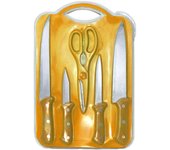 PACK DE CUCHILLOS,TIJERAS Y TABLA DE CORTAR (Verde/Naranja), CUCHILLOS DE COCINA CON TIJERAS Y TABLA TODO EN UNO, CUCHILLOS DE COCINA, CUCHILLOS DE COCINA CON TABLA