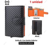 Rfid Credit Card Holder Wallets Men Carbon Fiber Leather Aluminum Business Bank Cardholder Male Case Minimalist Wallet Money Bag