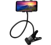 Soporte para teléfono de escritorio ajustable en cuello de cisne, Universal Teléfono Móvil Soporte Cuello de Cisne Soporte, con brazo articulado 360° y doble pinza para todos los teléfonos.