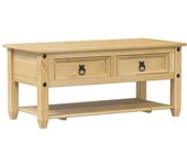 vidaXL Mesa de centro cajones Corona madera maciza pino 100x48x45 cm Mesita de Salón o Comedor o Auxiliar Mesa de Café Meuble Salón