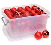 Caja Bolas de Navidad 70 Piezas Rojo - Adornos Navideños