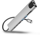 HUB USB Type C multición Conexión HDMI 4K Ultra HD, USB 3,0 OTG, Ethernet RJ45 100Mbps, lector para tarjetas SD Memory, USB-C Carga y transferencia de Datos para ordenador portátil, smartphones, cámara, tableta