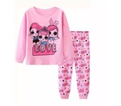 2 girls casual crew-neck animal print pajama sets