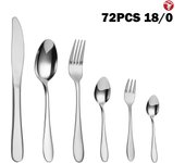 Mr.Spoon Serie Piedra 72 piezas cubiertos económico,Acero inoxidable 18/0,Con cuchillo carne o mesa/cuchara/tenedor/cuchara tenetor postre/cuchara moka,Apto para lavavajillas,Cuberteria,Caja Envase Ecológico,Para Casa,Hotel,Restaurante 60101/72+