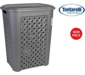 Tontarelli - Cesto Ropa 50L Arianna Grafito - Espacioso y Resistente - Estilo Moderno - Material Duradero