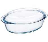 Pyrex Cazuela Oval Vidrio 3,0L con Tapa - Resistente a Rayaduras y Saludable