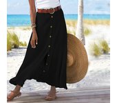 Women'S Half Skirt Midi Skirts For Women Bohemian Skirt High Waist Party Beach Button Skirt Women'S Loose Cotton And Linen Skirt
