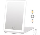 Espejo iluminado portátil de la belleza del maquillaje, iluminación de 3 colores, pantalla táctil de Dimmable, espejo cosmético plegable del tablero LED con las luces