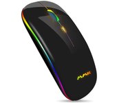 Ratón inalámbrico Bluetooth, Ratón Delgado, Ratón inalámbrico óptico USB portátil de 2,4G, Ratón de modo dual recargable with LED (Bluetooth 5,0 y 2,4G inalámbrico)