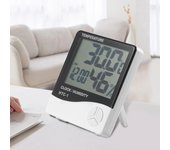1PC HTC-1 Digital Thermometer Hygrometer Clock Alarm/Alarm Calendar 5 Functions Large Screen Desktop Stand & Wall Mount White
