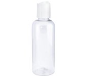 Botella PET  con tapón dis|top | Envase transparente reutilizable para cosmética casera | Ideal para gel, champú, aceites y más.