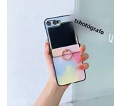 Leather Ring Gradient Color Fall Prevention Phone Case for Samsung Galaxy Z Flip 6 5 4 3  Flip5 Flip4 Flip3 5G Shockproof Cover