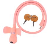 Candado de cable para bicicleta, candado de cable con llaves, candado de bicicleta recubierto de silicona, candado de cable para niños, candado de dibujos animados (rosa claro)