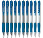 PILOT - Caja de 10 Bolígrafos Super Grip Retráctil de Punta Media Tinta en Aceite. Azul