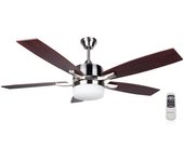 Ventilador de techo con luz Orbegozo CP 79132, 5 aspas, 3 velocidades, mando a distancia, 132 cm de diámetro, 60 W