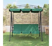 vidaXL Banco Columpio Exterior Dosel Acero 198x120x205 cm  Balancín Color Verde,  Antracita,  Café