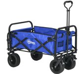Outsunny Carro de Jardín Carro Plegable con Longitud y Ángulo del Mango Ajustables y Bolsa de Transporte Carga 100 kg Azul Oscuro