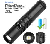 High Power Spotlight Long Range LED Flashlight With Power Type-C Charging Zoomable Aluminum Alloy Tactical Torch Outdoor Lantern