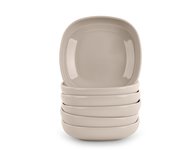 Plastic Forte - Juego de 6 Platos Stilo Cuadrados 13 cm Reutilizables. Ideal Fiestas. Beige