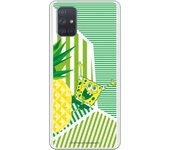 Funda original compatible con Samsung Galaxy A71 - Bob Esponja Franjas Verdes