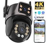 External 4K 8MP Waterproof WiFi Camera HD Dual Lens Auto Tracking Cam Outdoor Wireless Security PTZ Camera Security Cam System