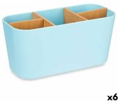 Portacepillos de Dientes Berilo B9045-BLUE Azul Bambú Polipropileno 21 x 10 x 9 cm (6 Unidades)