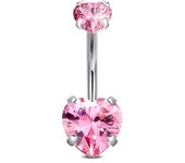 Surgical Steel Round Heart CZ Navel Belly Button Ring Piercing for women 14G Pink Purple White Zircon Belly Piercing Jewelry