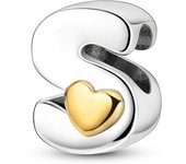 New 925 Sterling Silver Cute Gold Lucky Heart 26 Letter Series Charms Beads Fit Pan Original Bracelets DIY Gifts Fine  Jewelry