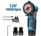 Mini Amoladora Angular Inalámbrica 12V con 2 Baterías y Cargador 1500mAh Lijadora Pulidora Cortadora Ligera 1300g Motor de 19500 RPM Seguridad Protección Portátil para Bricolaje Herramienta Eléctrica amoladora angular inalámbrica