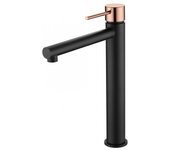 Imex Milos BDYS045-3NOR Grifo monomando de lavabo caño alto latón negro mate oro rosa
