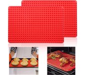 alfombrillas de silicona para hornear, bandeja piramidal de silicona, fácil de limpiar, reutilizables, para horno, parrilla, barbacoa, interior, 26 x 39 cm (rojas)