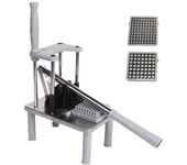MAGIC SELECT Cortador de Patatas y Verduras de Acero Inoxidable. Corta Patatas Manual. Máquina para Hacer Patatas Fritas con 2 Cuchillas, 10mm y 14mm, y Base Antideslizante.